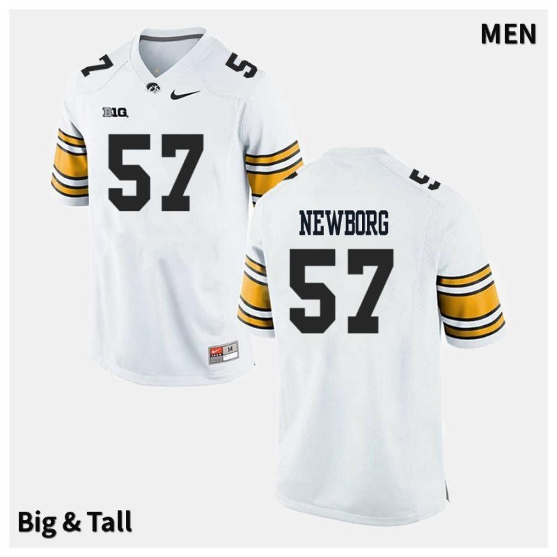 Men's Iowa Hawkeyes NCAA #57 Jake Newborg White Authentic Nike Big & Tall Alumni Stitched College Football Jersey UJ34C32CF